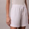 Pantalones cortos de mezcla de lino sin cordón Pantalones cortos de mezcla de lino sin cordón