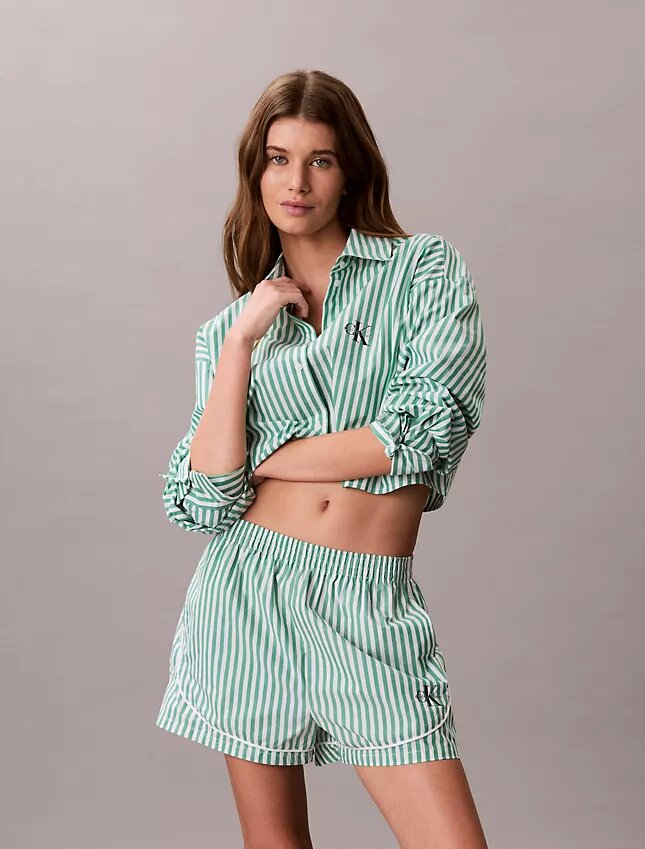 Pantalones cortos de pijama de popelín de algodón Pantalones cortos de pijama de popelín de algodón