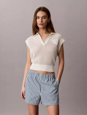 Pantalones cortos de popelín de algodón a rayas