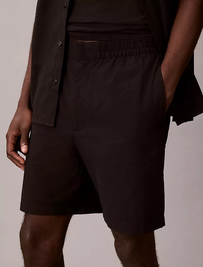 Pantalones cortos de seersucker sin tirantes Pantalones cortos de seersucker sin tirantes