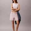Pantalones cortos de talle alto y corte en A teñidos en prenda Pantalones cortos de talle alto y corte en A teñidos en prenda