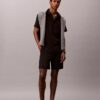 Pantalones cortos rectos de seersucker con cintura elástica de 18 cm Pantalones cortos rectos de seersucker con cintura elástica de 18 cm