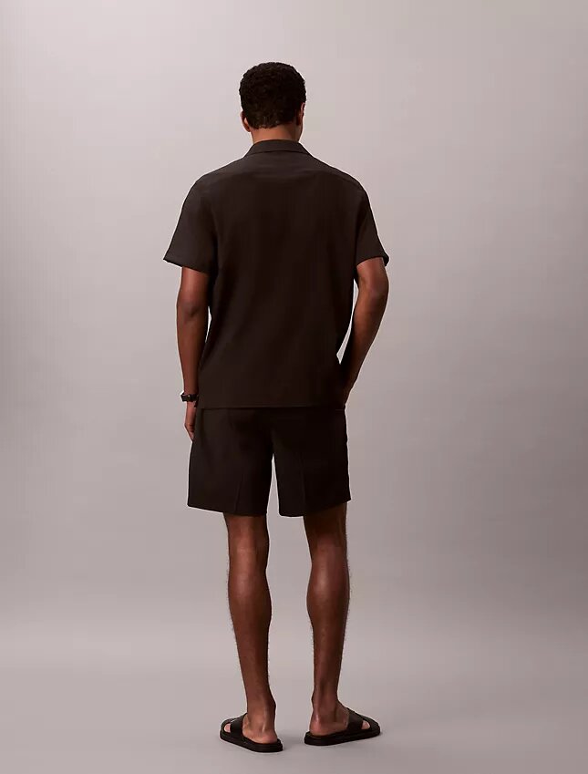 Pantalones cortos rectos de seersucker con cintura elástica de 18 cm Pantalones cortos rectos de seersucker con cintura elástica de 18 cm
