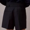 Pantalones cortos utilitarios de mezcla de lana con diseño en espiga Pantalones cortos utilitarios de mezcla de lana con diseño en espiga