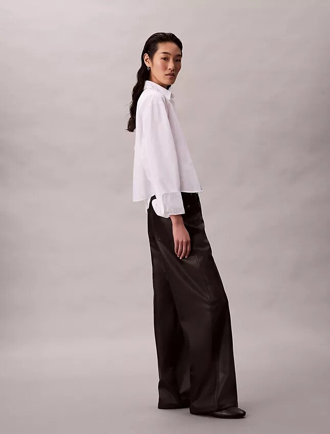 Pantalones de 5 bolsillos de imitación de cuero Pantalones de 5 bolsillos de imitación de cuero