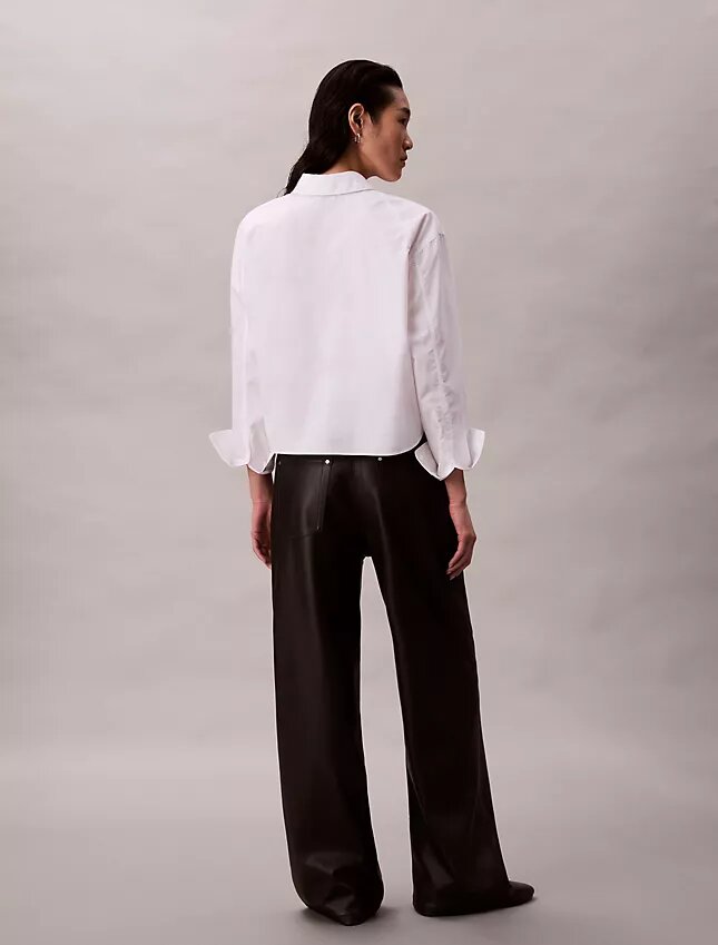 Pantalones de 5 bolsillos de imitación de cuero Pantalones de 5 bolsillos de imitación de cuero