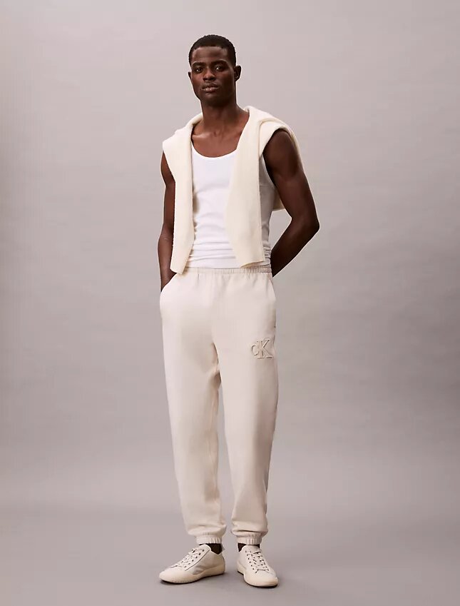 Pantalones de chándal con parche de monograma de felpa Pantalones de chándal con parche de monograma de felpa