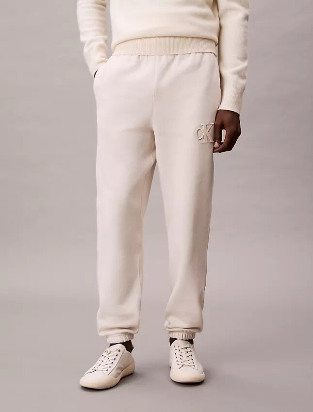 Pantalones de chándal con parche de monograma de felpa Pantalones de chándal con parche de monograma de felpa