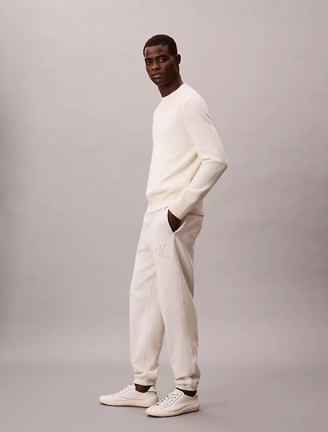 Pantalones de chándal con parche de monograma de felpa Pantalones de chándal con parche de monograma de felpa