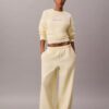 Pantalones de chándal de felpa de pierna ancha con Monólogo