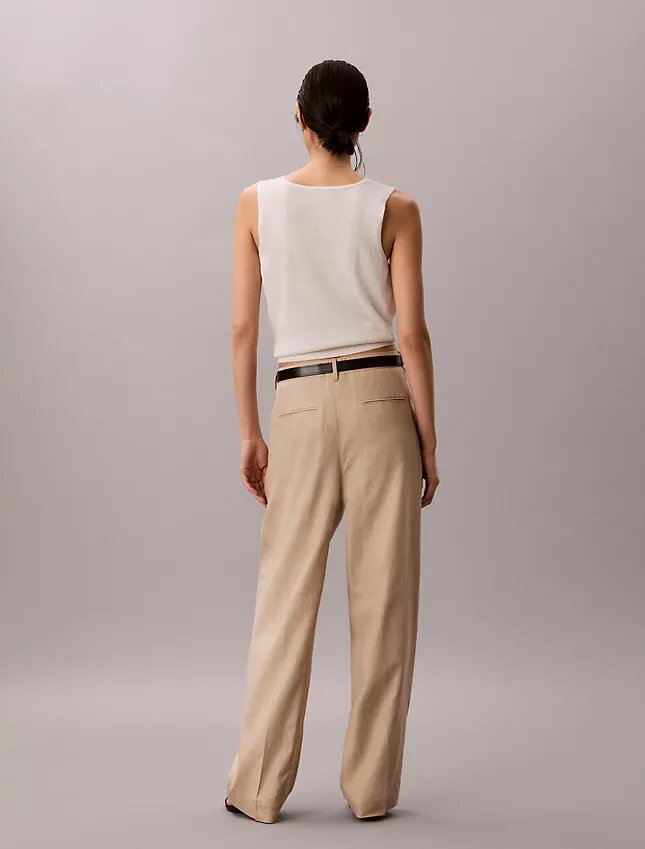 Pantalones de corte ancho en mezcla de lino Pantalones de corte ancho en mezcla de lino