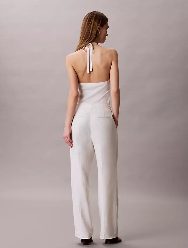 Pantalones de corte ancho en mezcla de lino Pantalones de corte ancho en mezcla de lino