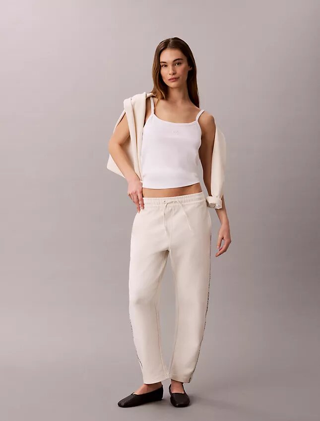 Pantalones de corte recto con cinta con el logotipo Pantalones de corte recto con cinta con el logotipo
