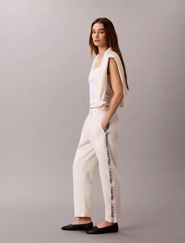 Pantalones de corte recto con cinta con el logotipo Pantalones de corte recto con cinta con el logotipo