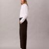 Pantalones de corte recto de sarga elástica de algodón Pantalones de corte recto de sarga elástica de algodón