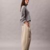 Pantalones de corte recto de sarga elástica de algodón Pantalones de corte recto de sarga elástica de algodón