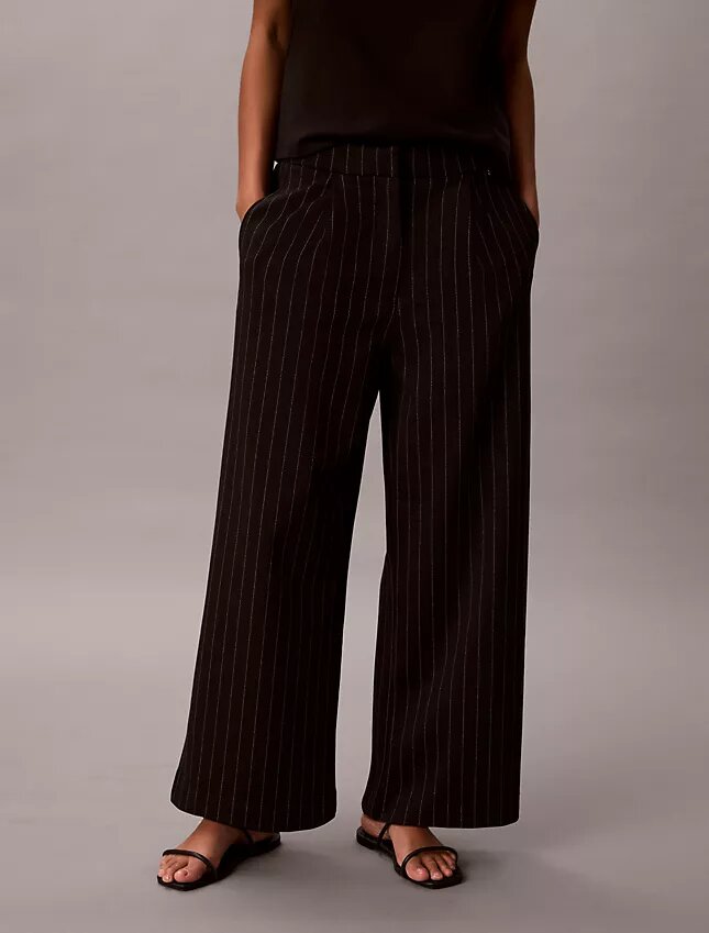 Pantalones de pierna ancha a rayas de ponte Pantalones de pierna ancha a rayas de ponte