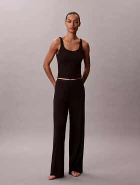 Pantalones de pierna ancha con tejido Modal elástico y punto de caída Pantalones de pierna ancha con tejido Modal elástico y punto de caída