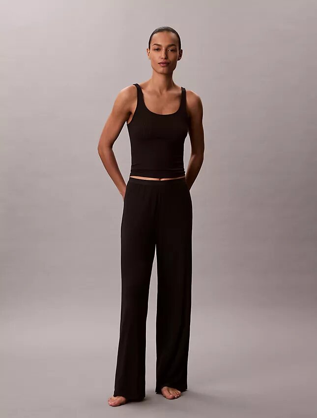 Pantalones de pierna ancha con tejido Modal elástico y punto de caída Pantalones de pierna ancha con tejido Modal elástico y punto de caída