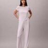 Pantalones de pierna ancha con tejido Modal elástico y punto de caída Pantalones de pierna ancha con tejido Modal elástico y punto de caída