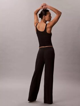 Pantalones de pierna ancha con tejido Modal elástico y punto de caída Pantalones de pierna ancha con tejido Modal elástico y punto de caída