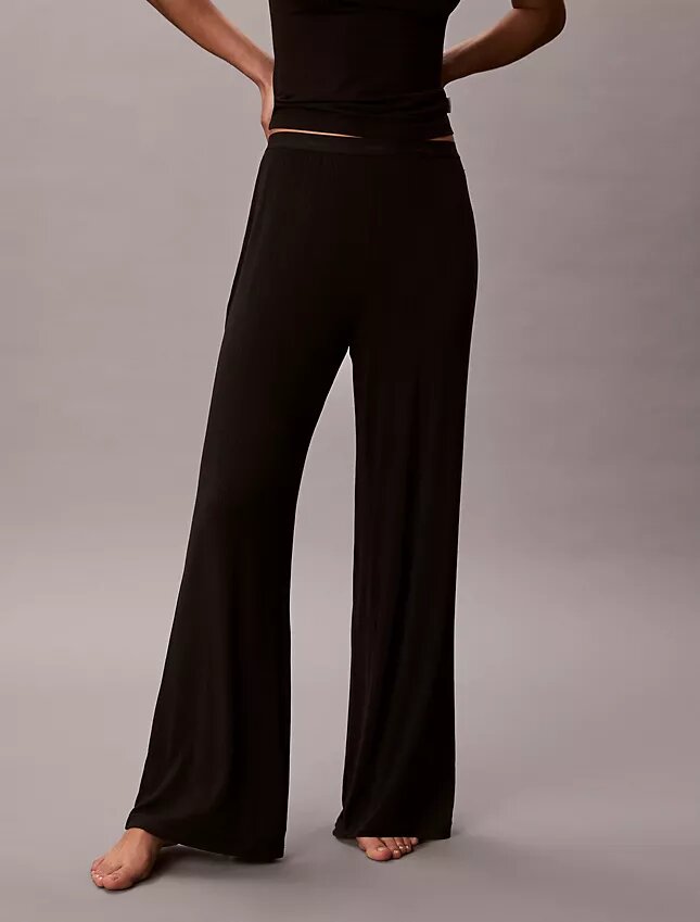 Pantalones de pierna ancha con tejido Modal elástico y punto de caída Pantalones de pierna ancha con tejido Modal elástico y punto de caída