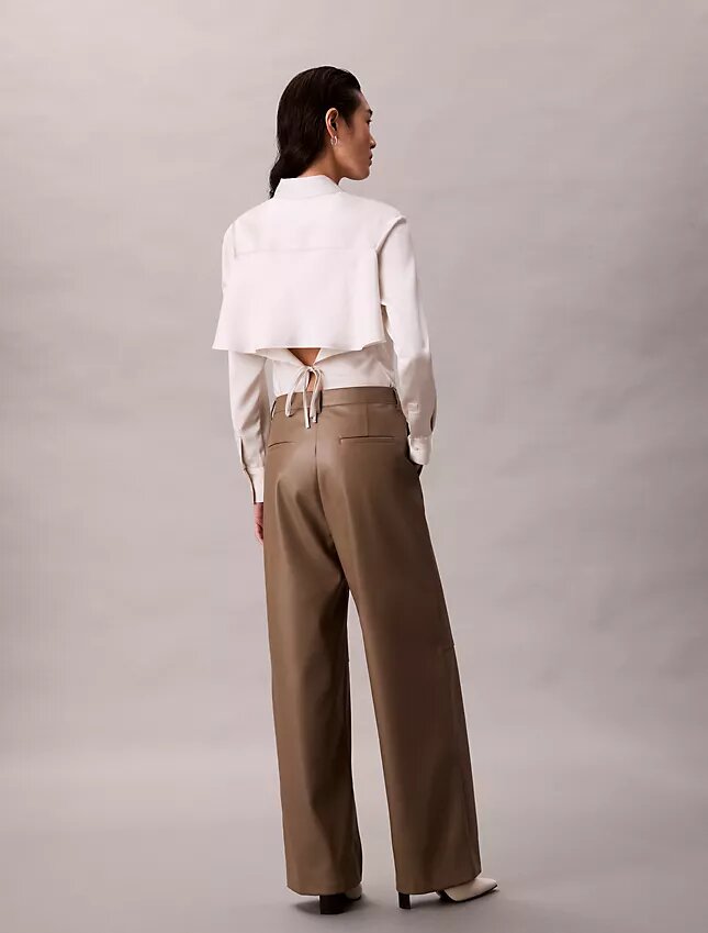 Pantalones holgados de imitación de cuero Pantalones holgados de imitación de cuero