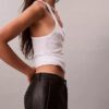 Pantalones holgados de imitación de cuero