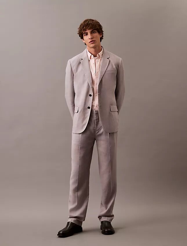 Pantalones plisados de mezcla de lino Pantalones plisados de mezcla de lino