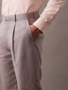 Pantalones plisados de mezcla de lino Pantalones plisados de mezcla de lino