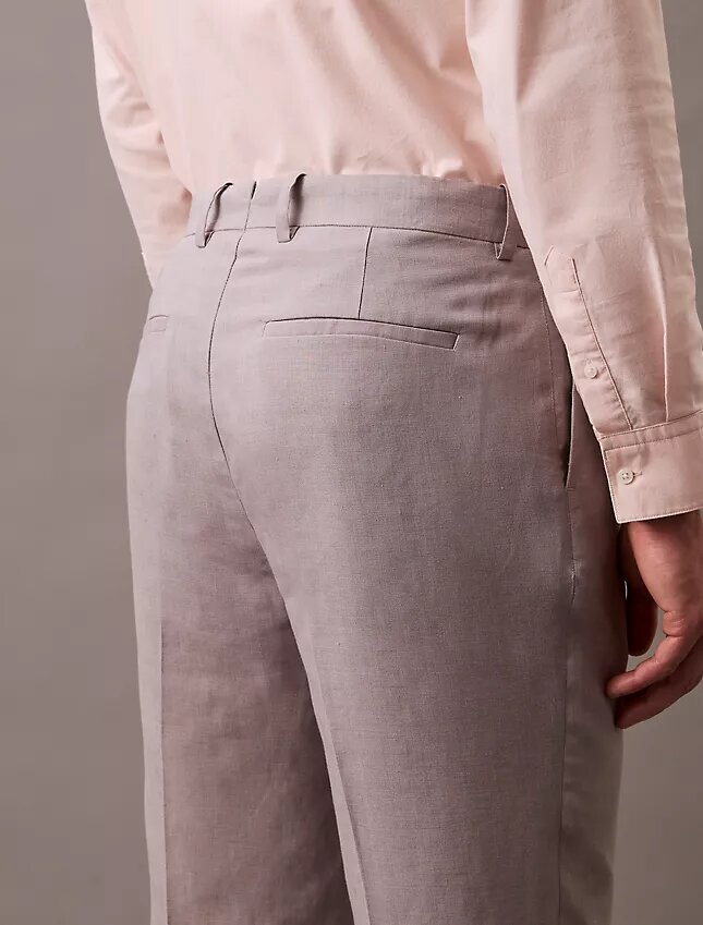 Pantalones plisados de mezcla de lino Pantalones plisados de mezcla de lino