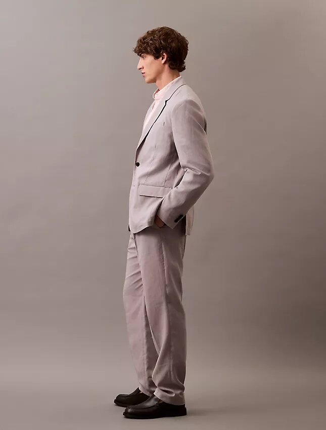 Pantalones plisados de mezcla de lino Pantalones plisados de mezcla de lino