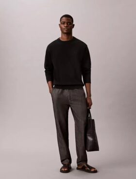 Pantalones rectos de cambray sin cremallera