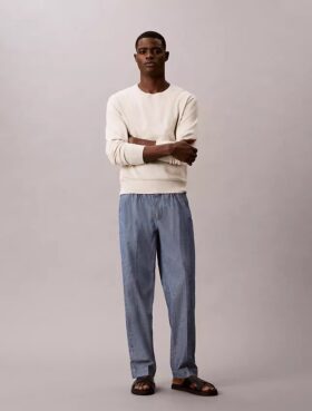 Pantalones rectos de cambray sin cremallera