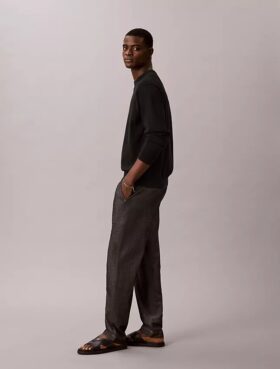 Pantalones rectos de cambray sin cremallera
