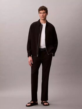 Pantalones rectos de seersucker