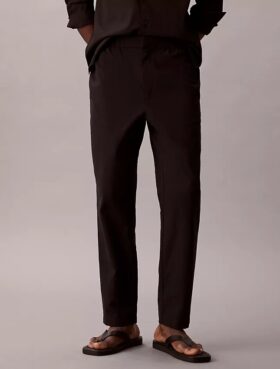 Pantalones rectos de seersucker