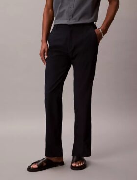 Pantalones rectos de seersucker