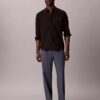 Pantalones sin cremallera con pliegues de mezcla de lino