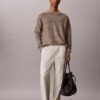 Pantalones sin cremallera con pliegues de mezcla de lino Pantalones sin cremallera con pliegues de mezcla de lino