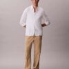 Pantalones sin cremallera con pliegues de mezcla de lino Pantalones sin cremallera con pliegues de mezcla de lino