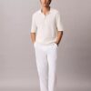 Pantalones sin cremallera con pliegues de mezcla de lino Pantalones sin cremallera con pliegues de mezcla de lino
