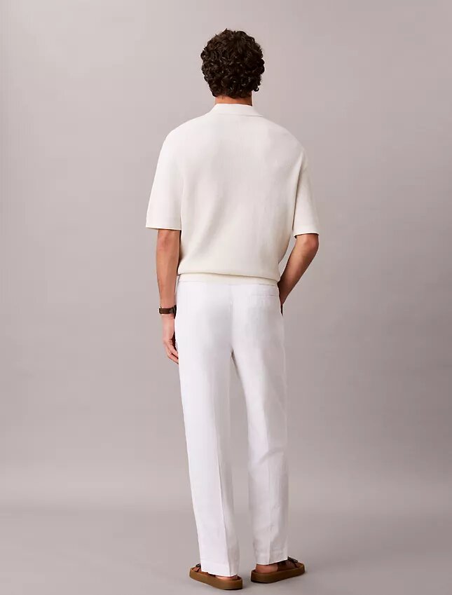 Pantalones sin cremallera con pliegues de mezcla de lino Pantalones sin cremallera con pliegues de mezcla de lino