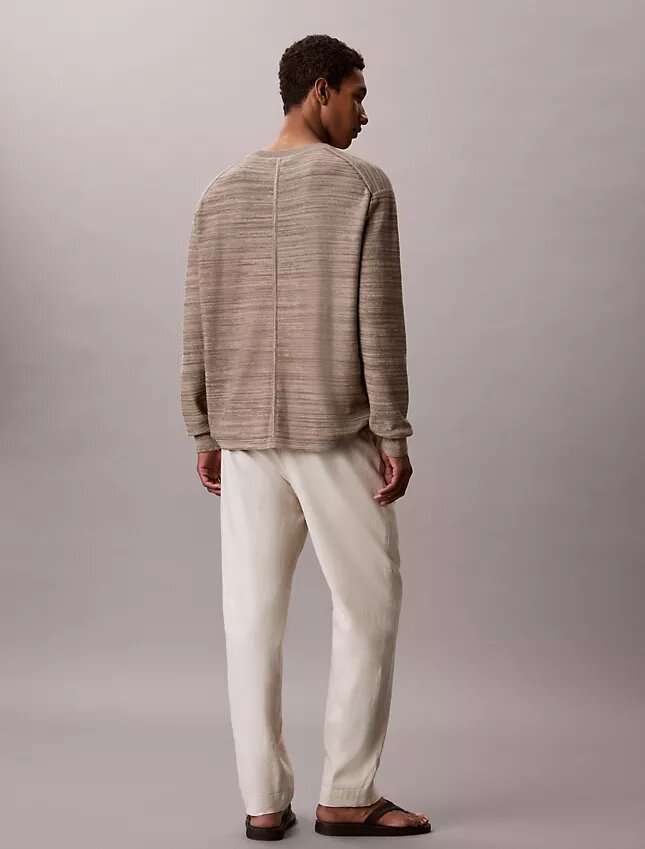 Pantalones sin cremallera con pliegues de mezcla de lino Pantalones sin cremallera con pliegues de mezcla de lino