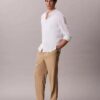 Pantalones sin cremallera con pliegues de mezcla de lino Pantalones sin cremallera con pliegues de mezcla de lino
