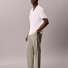 Pantalones sin cremallera con pliegues de mezcla de lino Pantalones sin cremallera con pliegues de mezcla de lino