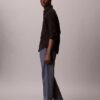 Pantalones sin cremallera con pliegues de mezcla de lino