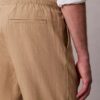 Pantalones sin cremallera con pliegues de mezcla de lino Pantalones sin cremallera con pliegues de mezcla de lino