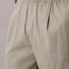 Pantalones sin cremallera con pliegues de mezcla de lino Pantalones sin cremallera con pliegues de mezcla de lino
