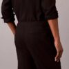 Pantalones sin cremallera con pliegues de mezcla de lino Pantalones sin cremallera con pliegues de mezcla de lino